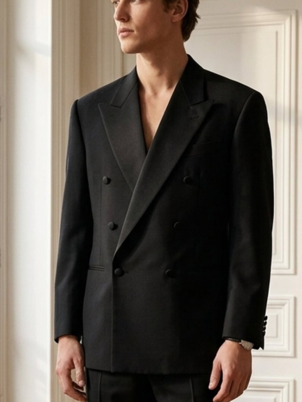 Principe Men's Black Double-Breasted Tux Blazer Size 49R